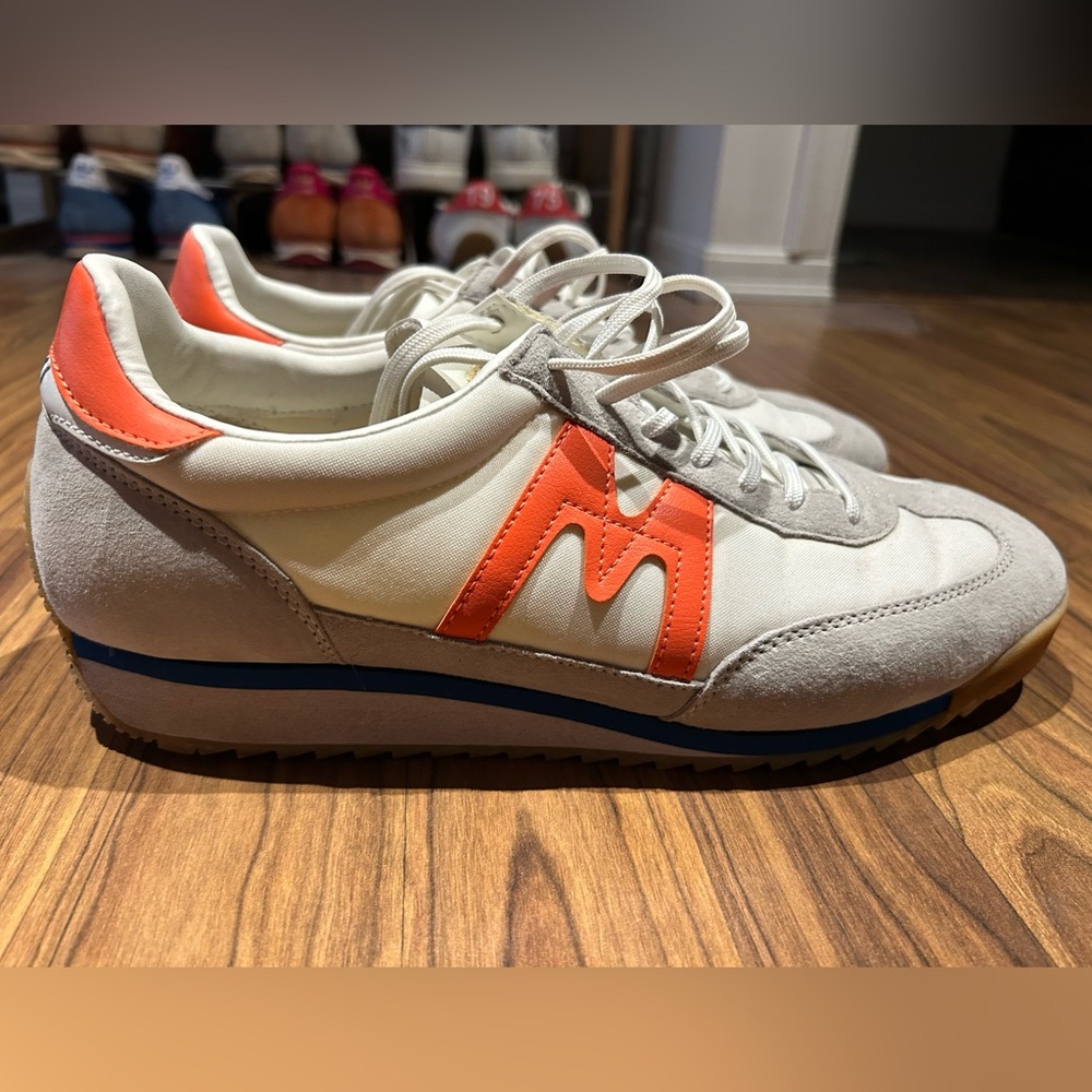 Retro White and Orange Sneakers